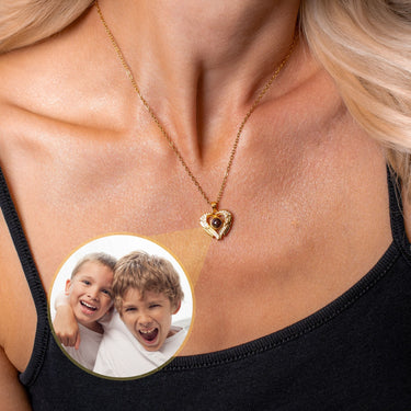 Precious Heart Photo Necklace Photo Personalised Necklace - Photo Necklace - Photo Projection Necklace Necklace Gold Brother & Sisters